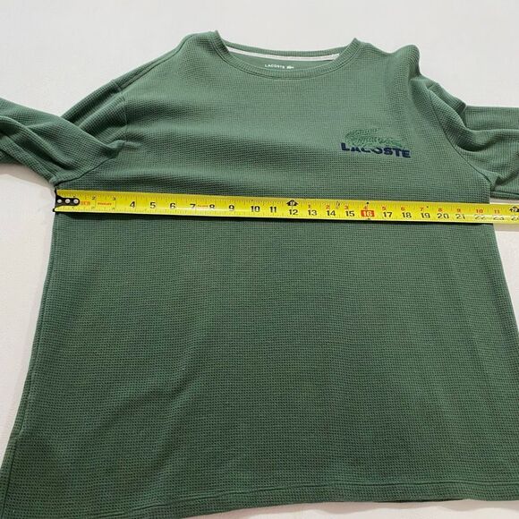 Lacoste Sleepwear Waffle Knit Long Sleeve Shirt Green XL Loungewear Top - Picture 4 of 9